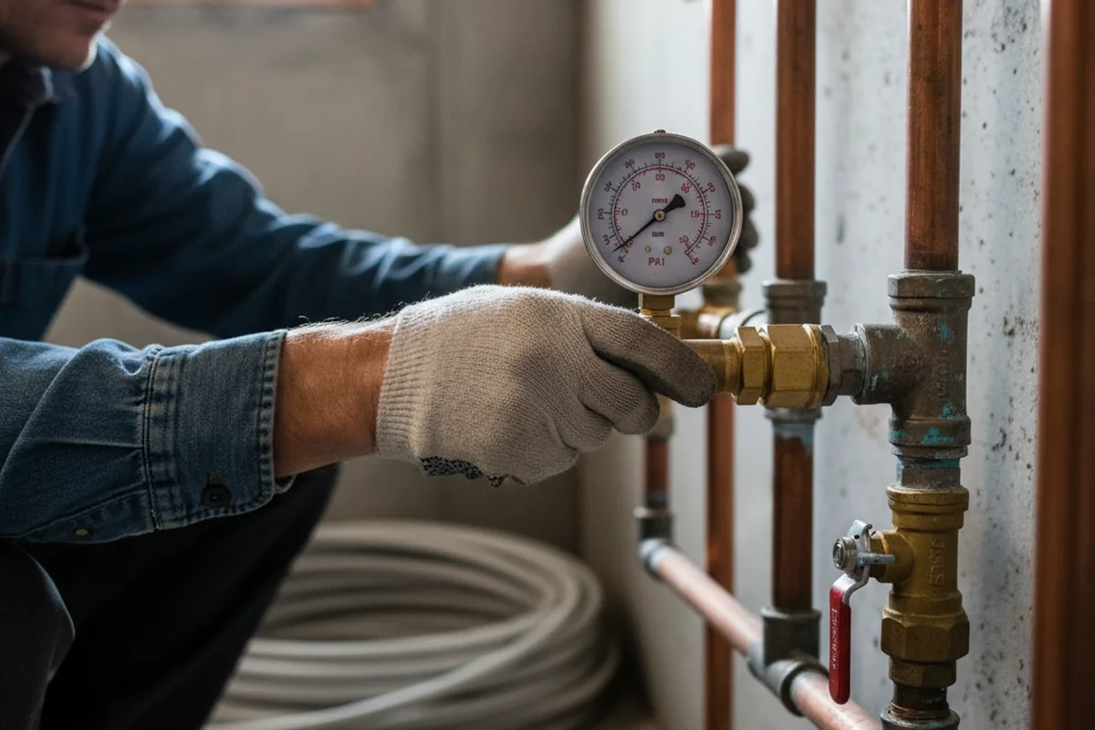 Pressure testing a repaired line during Water Line Repair in Palm City